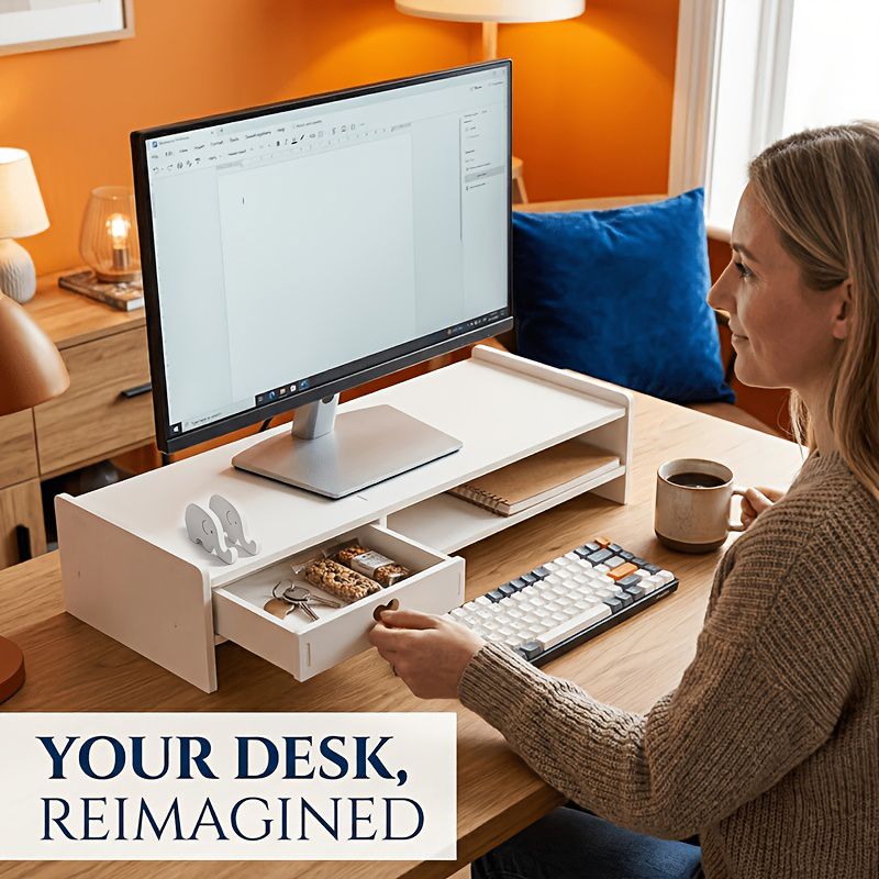 Monitor Riser Wood - Supporto per Monitor Minimalista in PVC