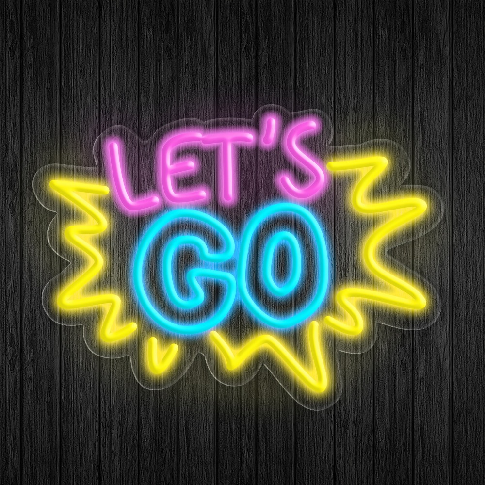 Desk Setup Quotes - LET'S GO Insegna al Neon LED