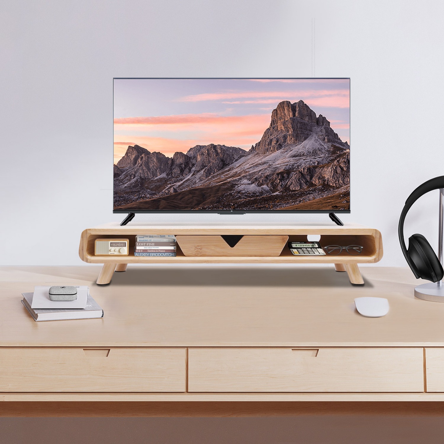 Monitor Riser Wood - Supporto per Monitor in Bambù, Senza