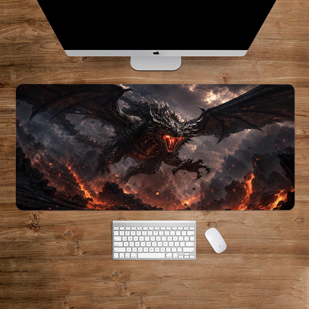 Desk Setup Gaming And Work - Tappetino per Mouse Drago Infuocato, Accessori