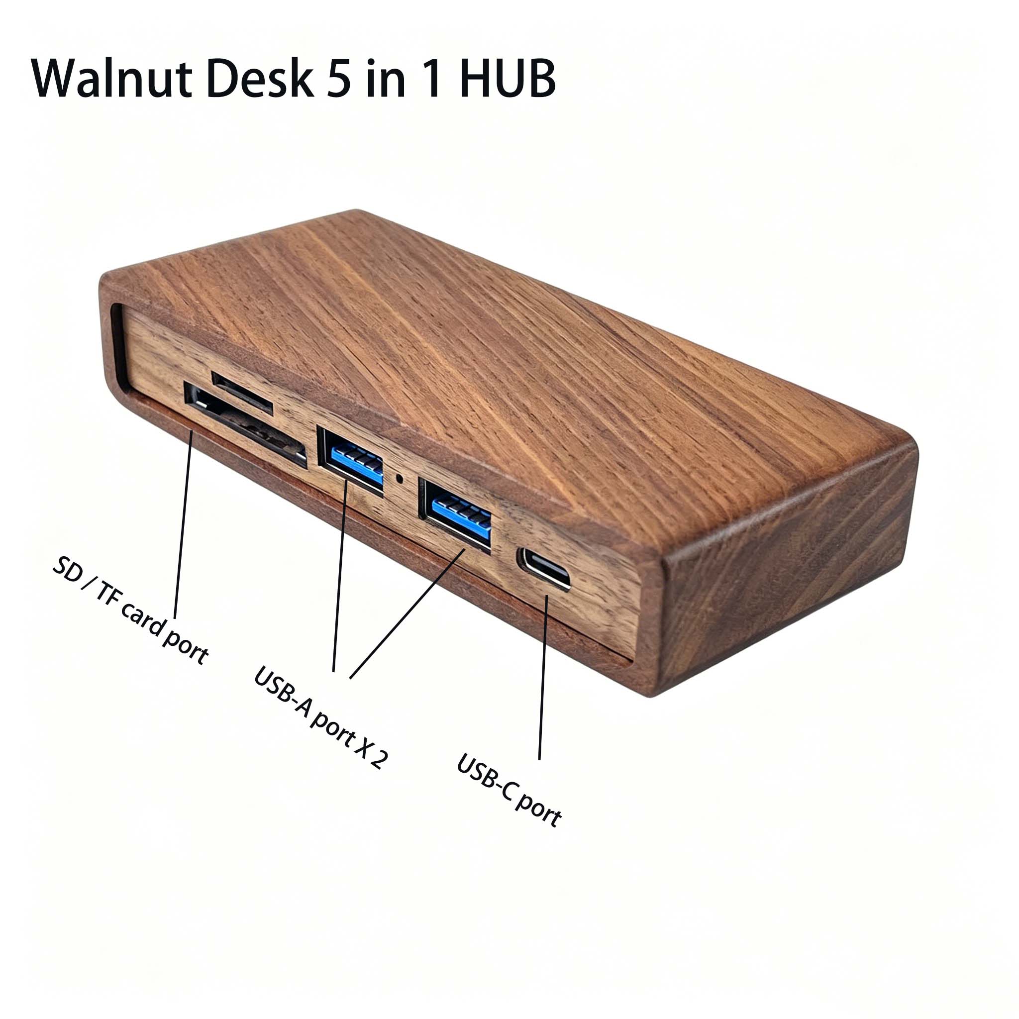 Desk Setup Usb Hub - Hub USB 5-in-1 in Legno di