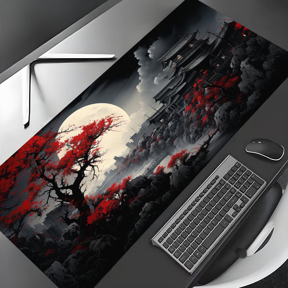 Desk Setup Red - Tappetino per mouse grande con paesaggi
