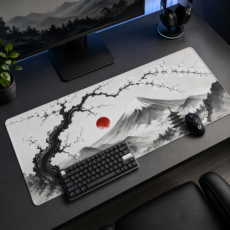 Desk Setup Red - Tappetino per Mouse Ink Mountain Red