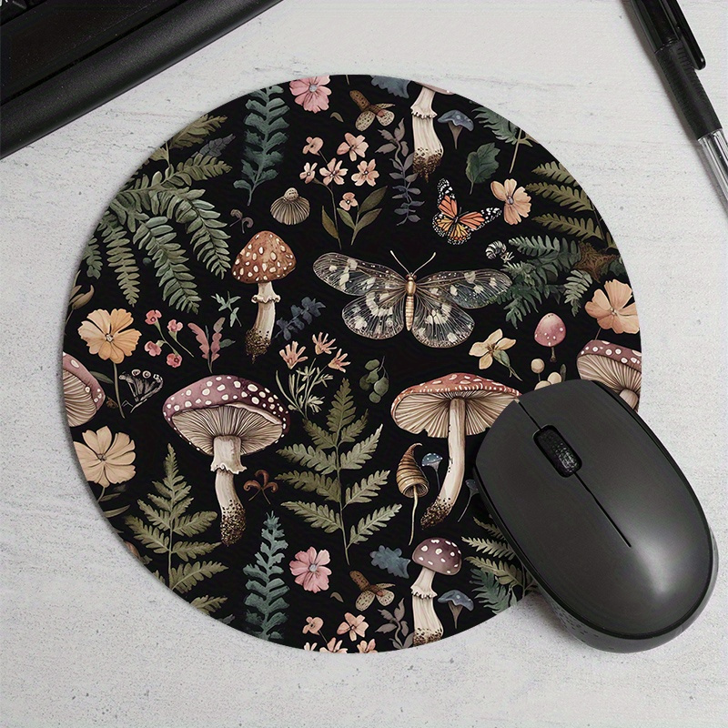 Desk Setup With Plants - Tappetino per mouse rotondo in gomma