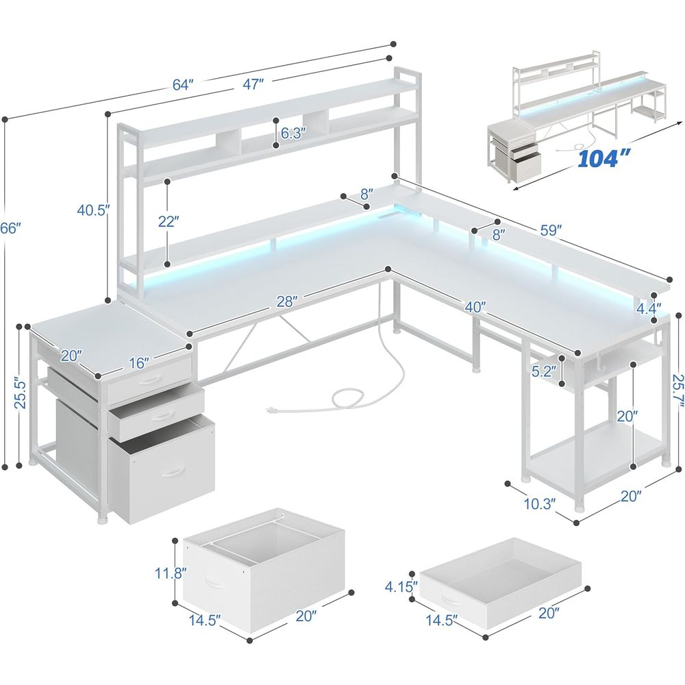 Scrivania a L da 104 Pollici p - L Shaped Desk Setup recensione e prezzo