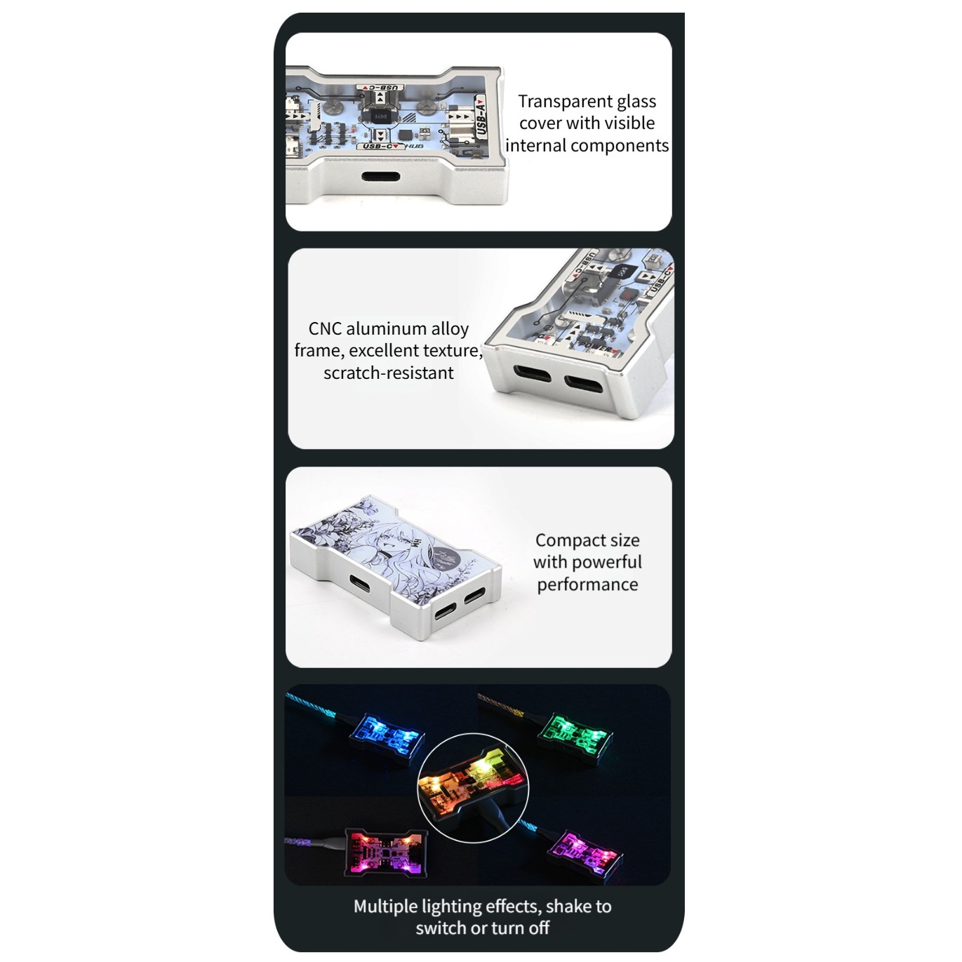 Hub USB RGB 2 Ingressi 3 Uscit - Desk Setup Usb Hub recensione e prezzo