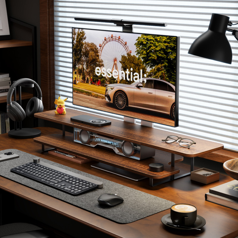 Supporto per Monitor in Legno  - Desk Setup For Laptop And Monitor recensione e prezzo