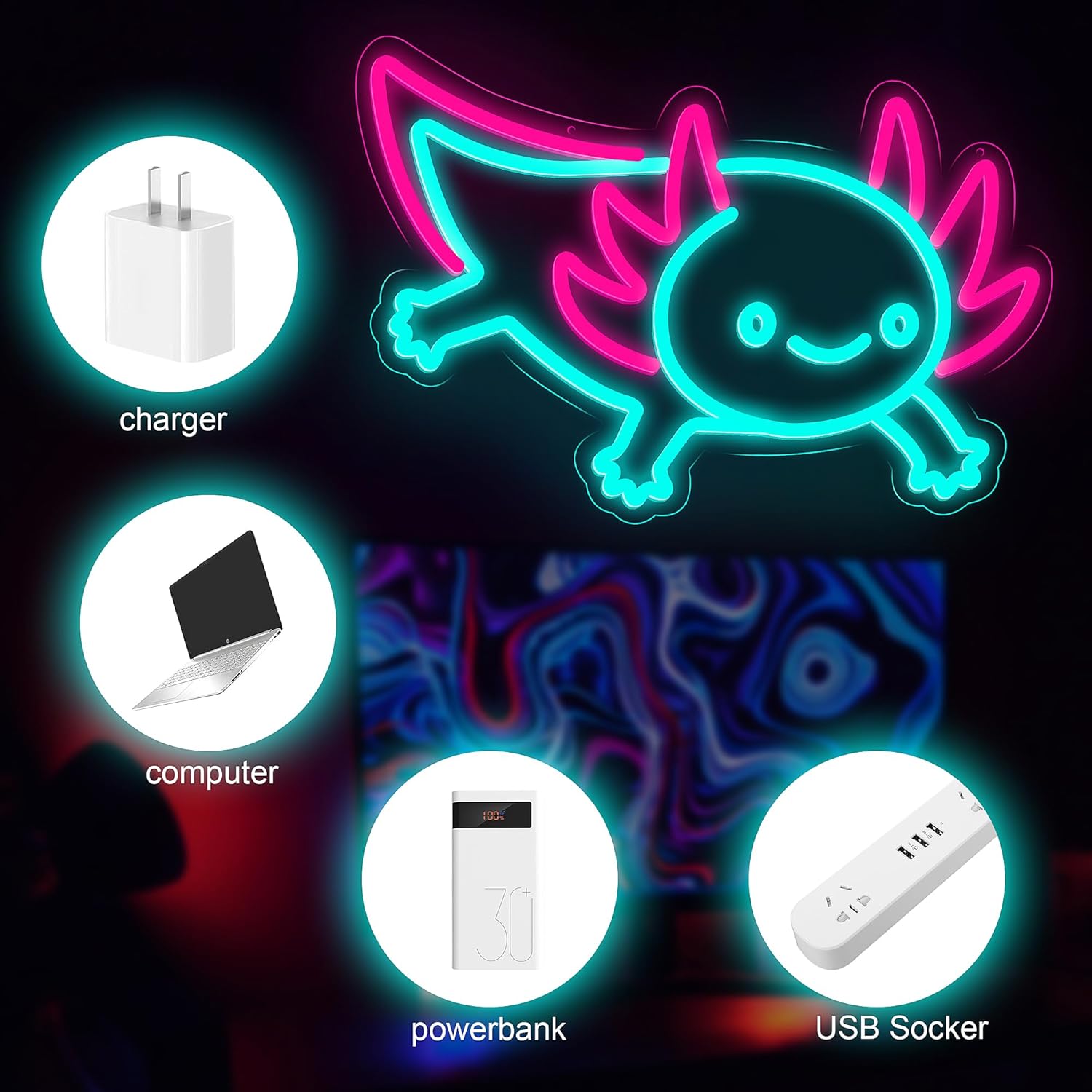 Insegna al Neon Axolotl Dragon - Desk Setup Studio recensione e prezzo