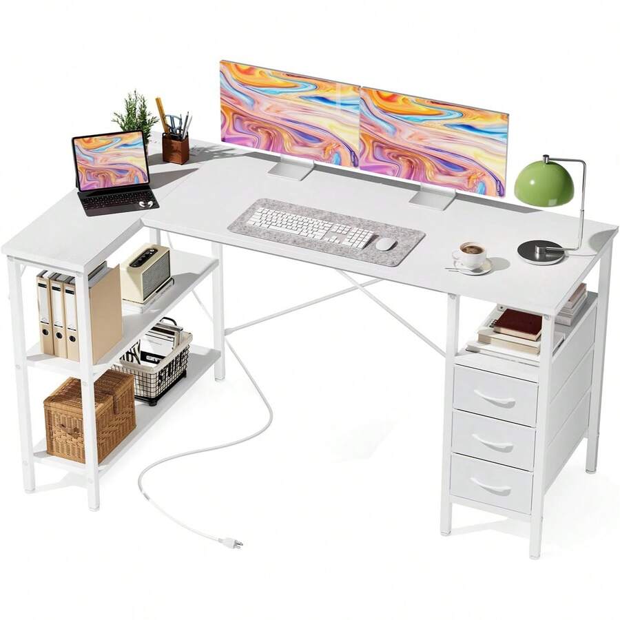 Scrivania a L con ripiani e ca - L Shaped Desk Setup recensione e prezzo