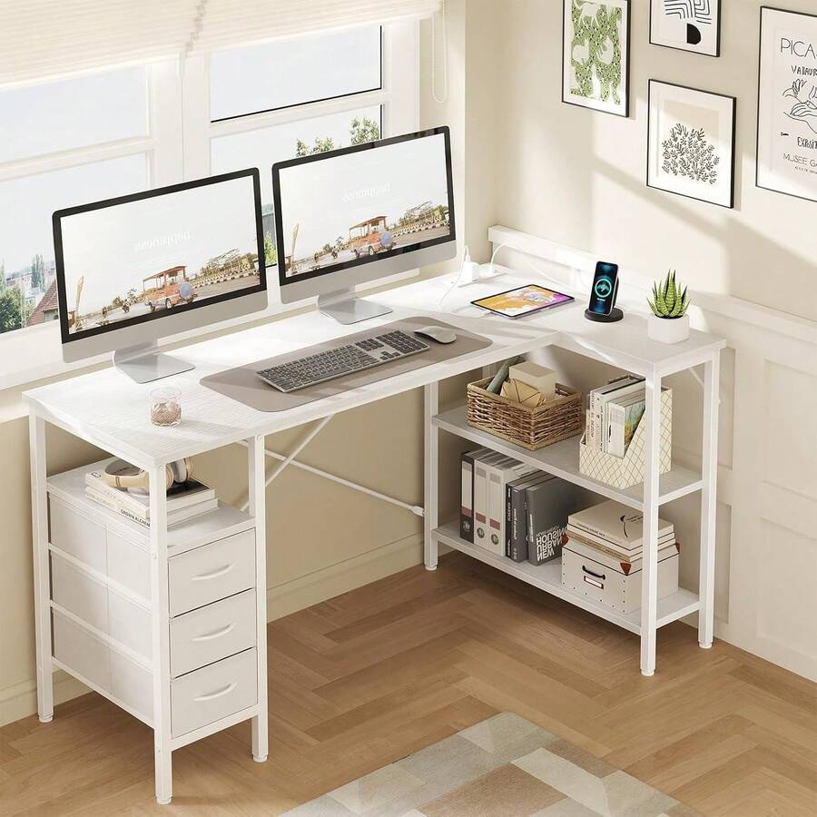 Scrivania a L con ripiani e ca - L Shaped Desk Setup recensione e prezzo